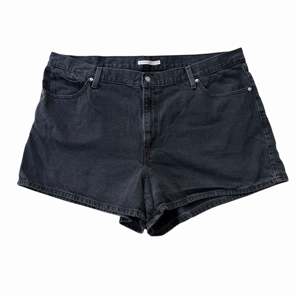 Levi's Black 100% Cotton High Waisted Mom Shorts 24W Plus Dark Denim, 46” Waist